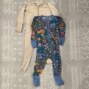 Little Sleepies Blue Floral and Beige baby pajamas